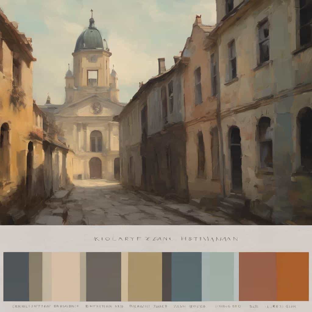 Ουρανός πάνω από παλιές κατοικίες σε παραδοσιακή οδό στην πόλη.