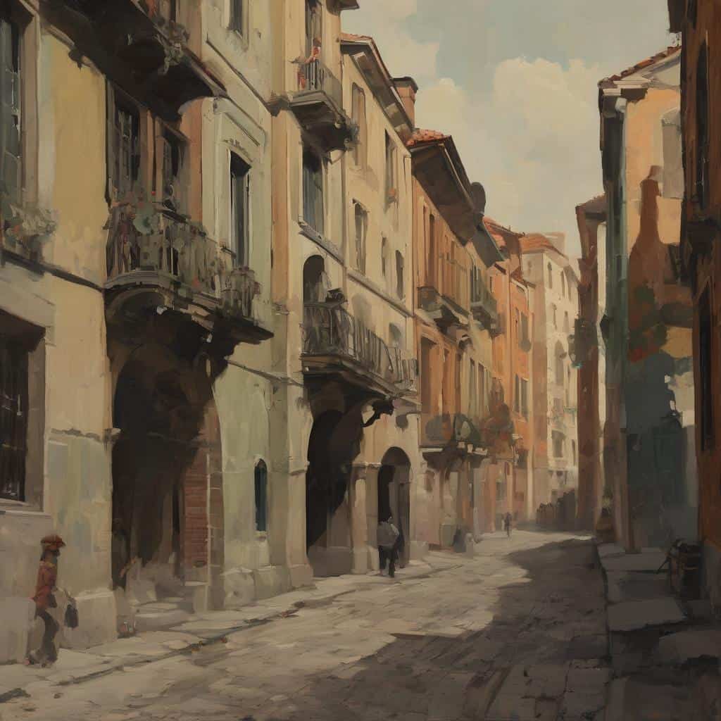 Παραδοσιακή ιταλική σκηνή, σύγχρονη τέχνη, καλλιτέχνες, αστικό τοπίο, ζωγραφική, πολιτισμός, καλλιτεχνική δημιουργία, έργα τέχνης, καλλιτεχνική έκφραση, πολιτισμική κληρονομιά.